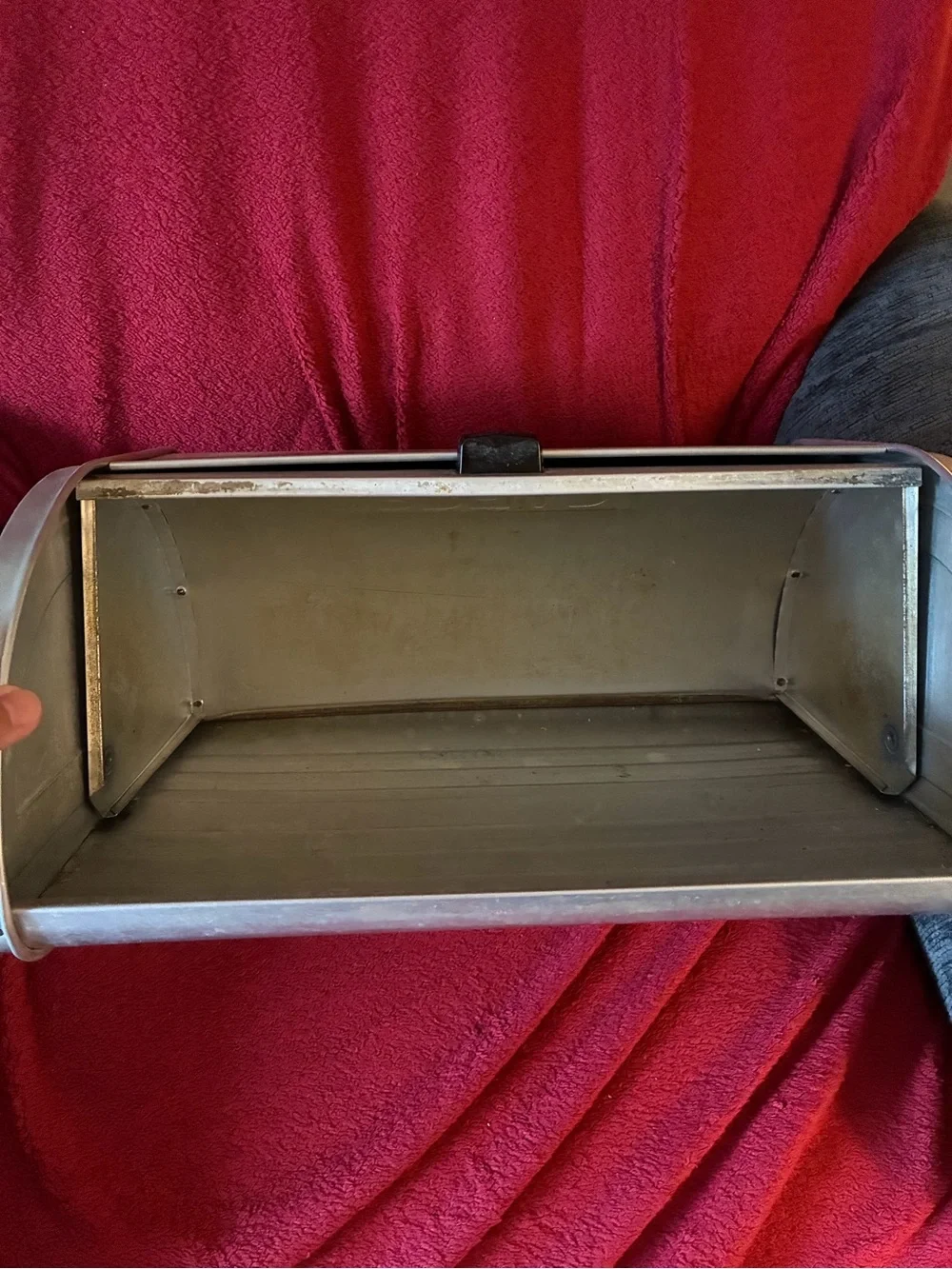 Vintage 1960’s aluminum Roll-Top Bread Box - Countertop Storage